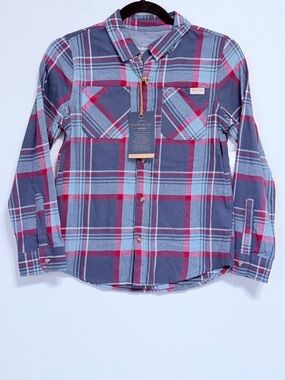 Weatherproof Vintage Plaid Button-Up Shirt - Navy & Red size 8 new with tags!